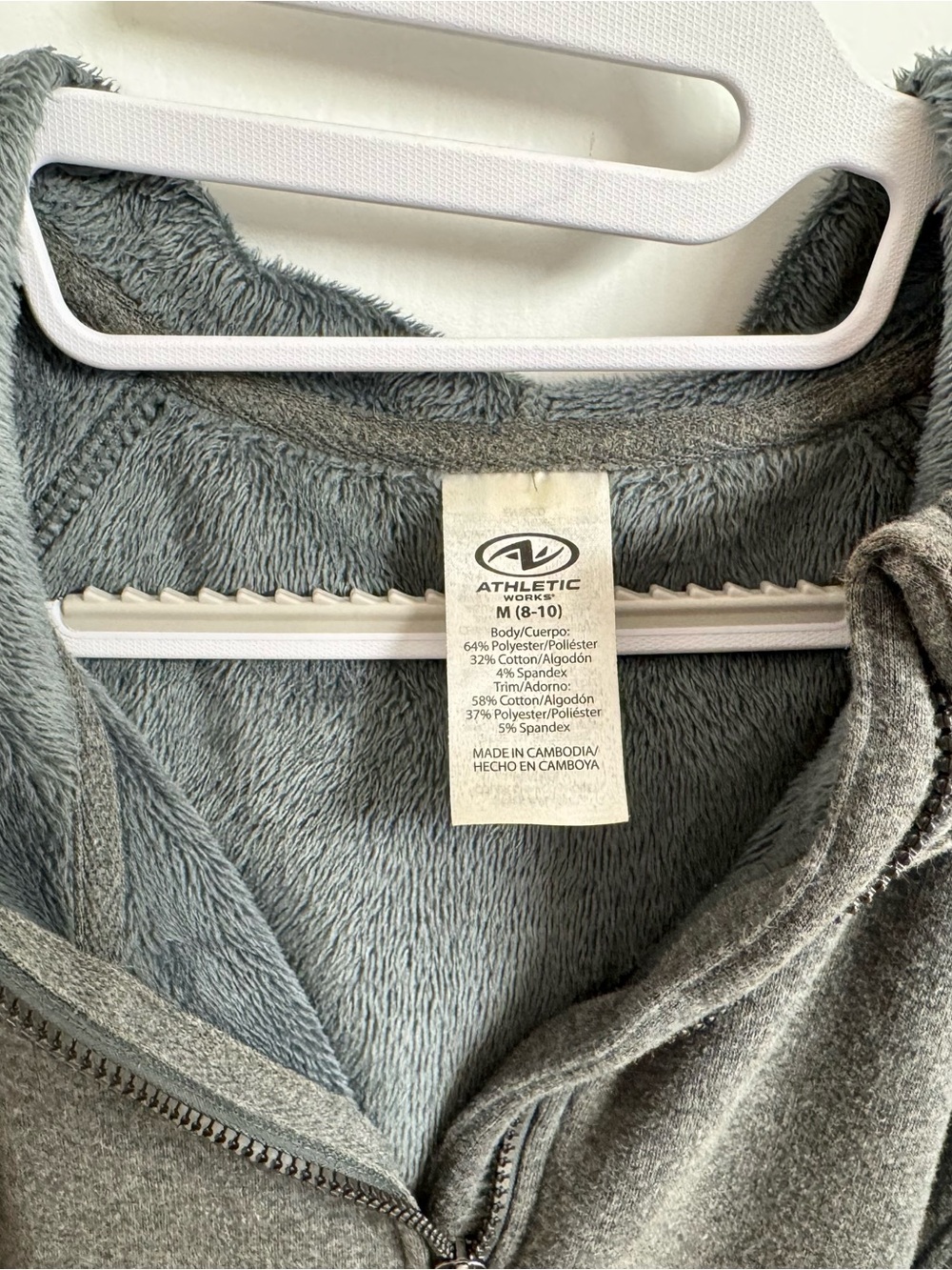 Athletic Works Fleece Lined Zip Up Hoodie Grey - Women’s Size Medium - Picture 3 of 11